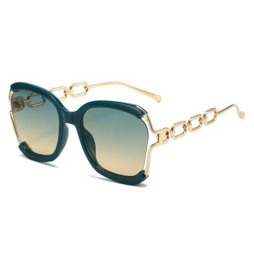 Gafas de sol de lujo cuadradas para mujer UV400, con cadena retro de marca, montura metálica, para el verano