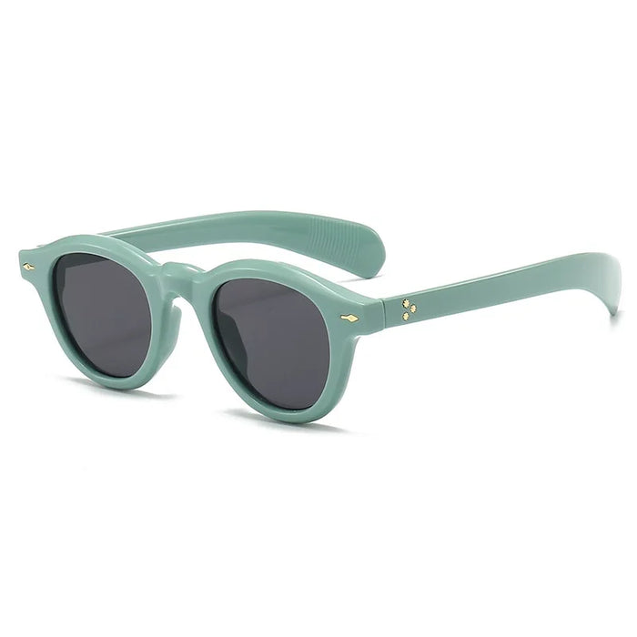 Petites lunettes de soleil rondes mode femme rétro transparent océan lentille nuances UV400 hommes rivets punk lunettes de soleil