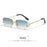 HBK Retro Borderless Sunglasses Women Square Mental Frame Sun Glasses Design Outdoor Party Travel UV400 Glasses Gift Box