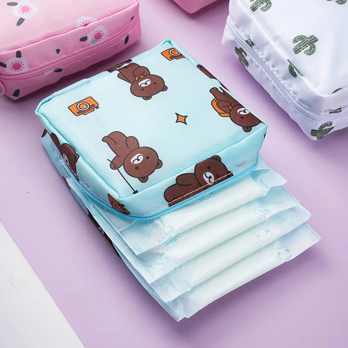 Bolsa de almacenamiento para toallas sanitarias Zero Wallet, portátil, pequeña, sencilla, de dibujos animados, bonita, de gran capacidad, para algodón sanitario, portátil.