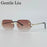 Vintage Square Rimless Sunglasses Men 2026 Luxury Brand Trendy Frameless Punk Sun Glasses Cut Edge Gradient Eyewear UV400 Shades