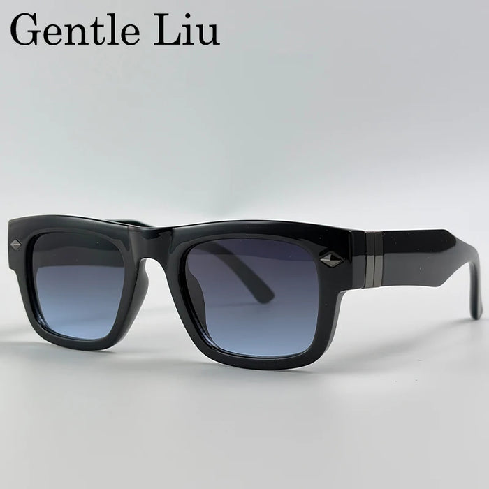 Lunettes de soleil rétro steampunk carrées photochromiques pour hommes, marque de luxe, design oversize, monture épaisse, rivet, lunettes de soleil pour homme