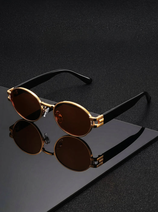 VIOLA MAG Retro Oval Sunglasses for Men Women, Vintage Small Round Polarized Sun Glasses, UV400 Protection Fashion Shades with F