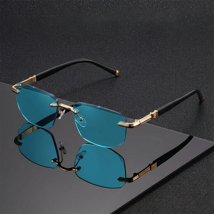 Lunettes de lecture solaires sans monture à bords coupés pour hommes, adaptées à la conduite en extérieur, aux loisirs quotidiens et à la lecture avec protection solaire