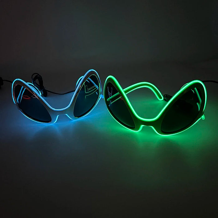 Halloween Funny Sunglasses Personalized Eyewear Alien Style Glasses Luminous Neon Glasses For Rave Festival Club Party Props