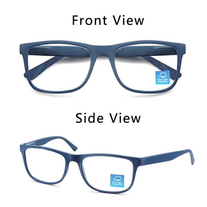 Lunettes de lecture extra-larges pour hommes et femmes. Monture carrée classique. Lunettes anti-lumière bleue avec verres de prescription.