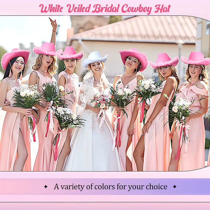 Lot de 5-12 Chapeaux de cow-girl/cowboy pour enterrement de vie de jeune fille, mariage, avec bandana en strass et lunettes en forme de cœur pour une dernière soirée disco