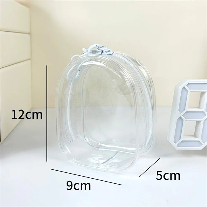 Bolsa de almacenamiento para muñecas en pareja, de PVC transparente con cremallera, organizador a prueba de polvo para muñecas de peluche, estuche de exhibición, mochila exterior, bolsa colgante