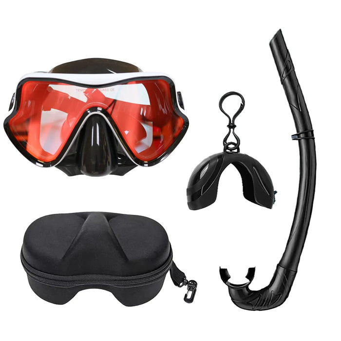 Snorkeling Mask Diving Goggles Full Wet Silicone Foldable Tube Mirror Tempered Glass Len Diving Mask Travel Size With Case