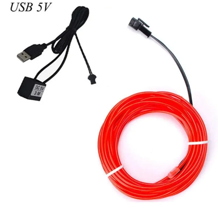Flexible Neon Light Glow EL Wire Rope Cable LED Lights For Christmas Dance Rave Decoration DIY Shoes Clothing USB LED Strip Lamp