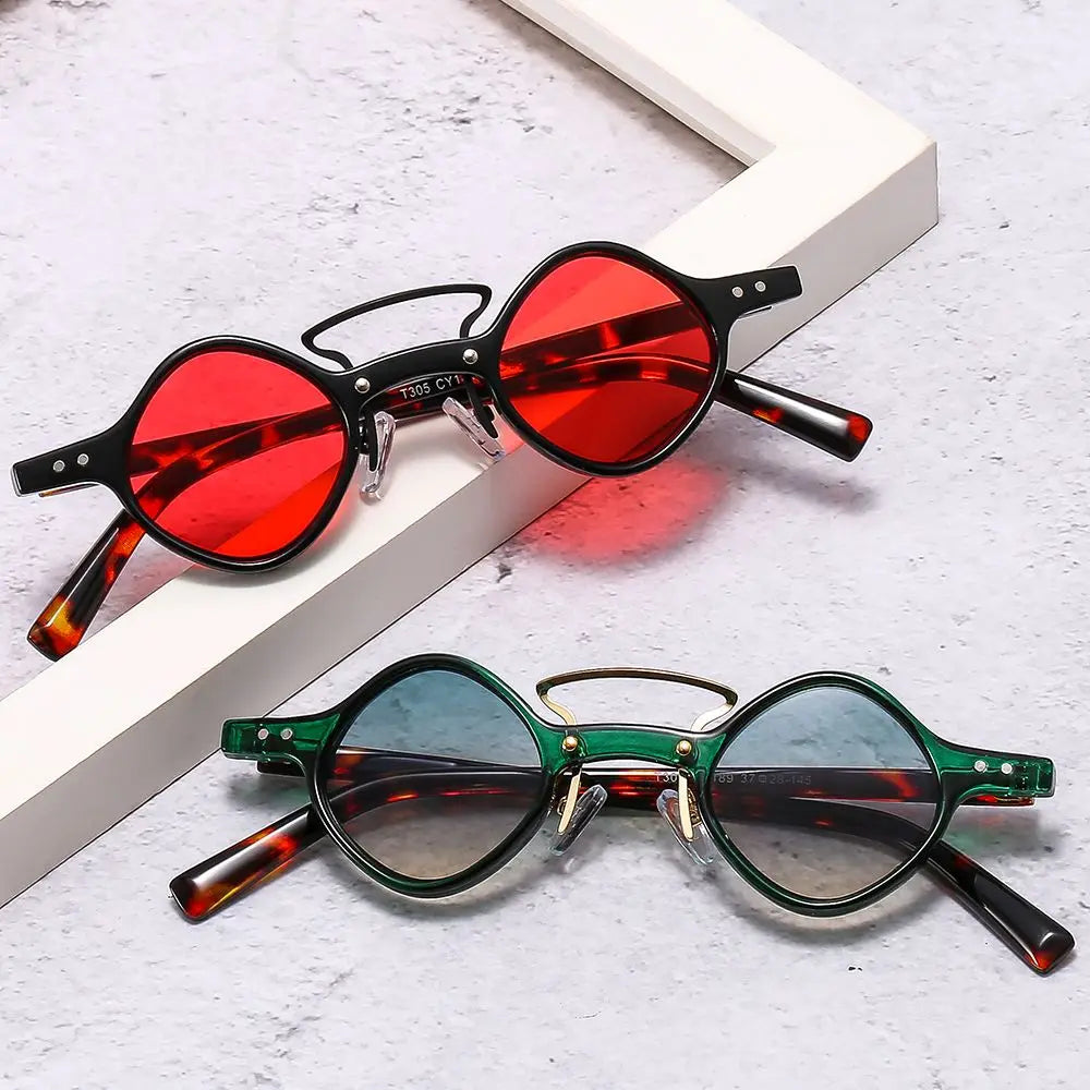 New Hippie Small Round Square Sunglasses Men Women Retro Steam Punk Glasses Vintage Gradient Driving Glasses UV400