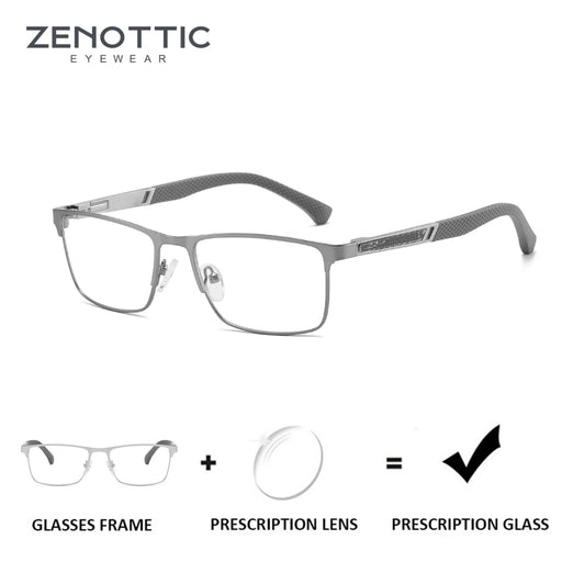 ZENOTTIC Lunettes de vue progressives carrées à la mode Monture en fibre de carbone de haute qualité Lunettes de myopie Lunettes optiques Hommes