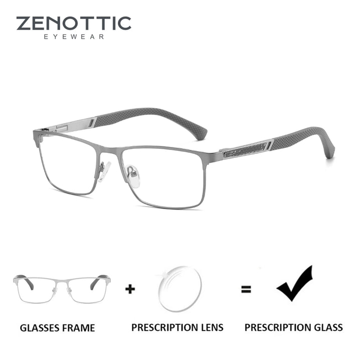 ZENOTTIC Gafas de Presbicia Progresivas Cuadradas a la Moda Montura de Fibra de Carbono de Alta Calidad Gafas de Miopía Gafas Ópticas Hombre