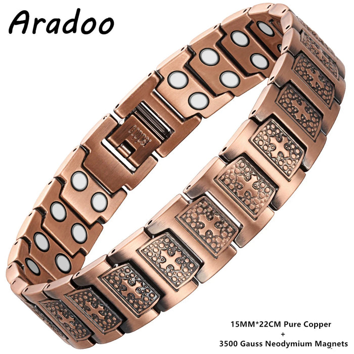 ARADOO Copper Cross Bracelet for Men with Powerful 3800 Gauss Magnetic Therapy Jewelry