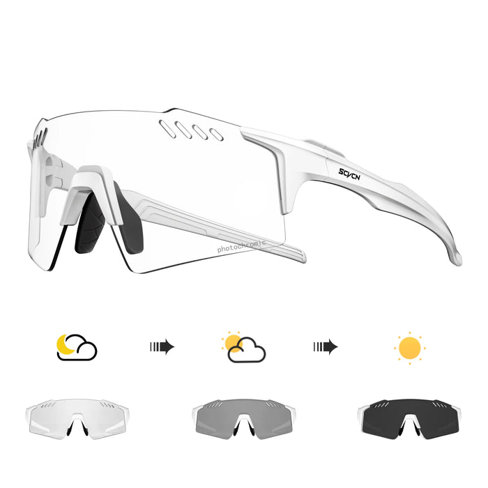 SCVCN Photochromic Cycling Glasses Outdoor Running Eyewaer Fashion Sports Bicycle Sunglasses MTB Road Bike Glasses