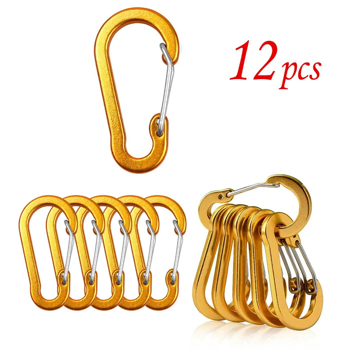 1/6/12 piezas Mosquetón de aluminio Clip Llavero Mosquetones Bloqueo Hebilla Broche Herramienta múltiple para exteriores Mochila Senderismo Pesca Gancho