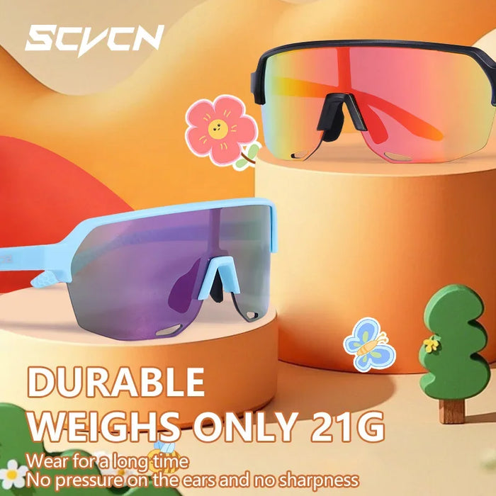 SCVCN New Children Cycling Sunglasses Outdoor Road Bike Eyewear Girls MTB Camping Hiking Glasses Teenager Sports UV400 Goggles