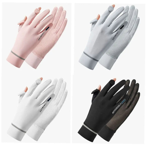 Gants de cyclisme, conduite, course à pied fins d'été en soie glacée, protection solaire, anti-UV, moufles