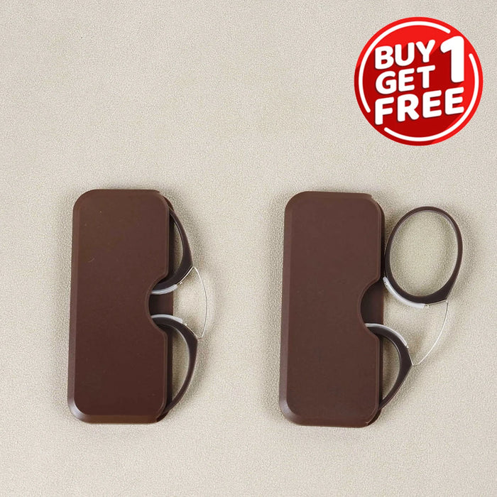 2PC Men Women Circular Nose Clip Reading Glasses Legless Ultra Thin Portable Clear Lens Durable Luxury Brand Designers Eyewear