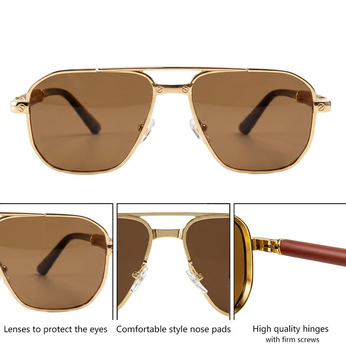 Square Punk Metal Frame Sunglasses Men 2026 Luxury Designer Vintage Steampunk Double Bridge Hip Hop Sun Glasses Outdoor Shades