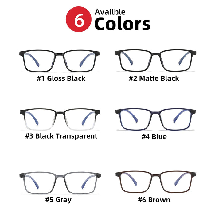 VIVIBEE Classic Square Blue Light Blocking Glasses TR90 Men Women Office Anti Light Black Eyeglasses Computer Filter Goggles