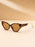 Light Luxury Narrow Frame Cat Eye Sunglasses With Contrasting Marble Texture Frame For Girls' Travel Street Photography Glasses
