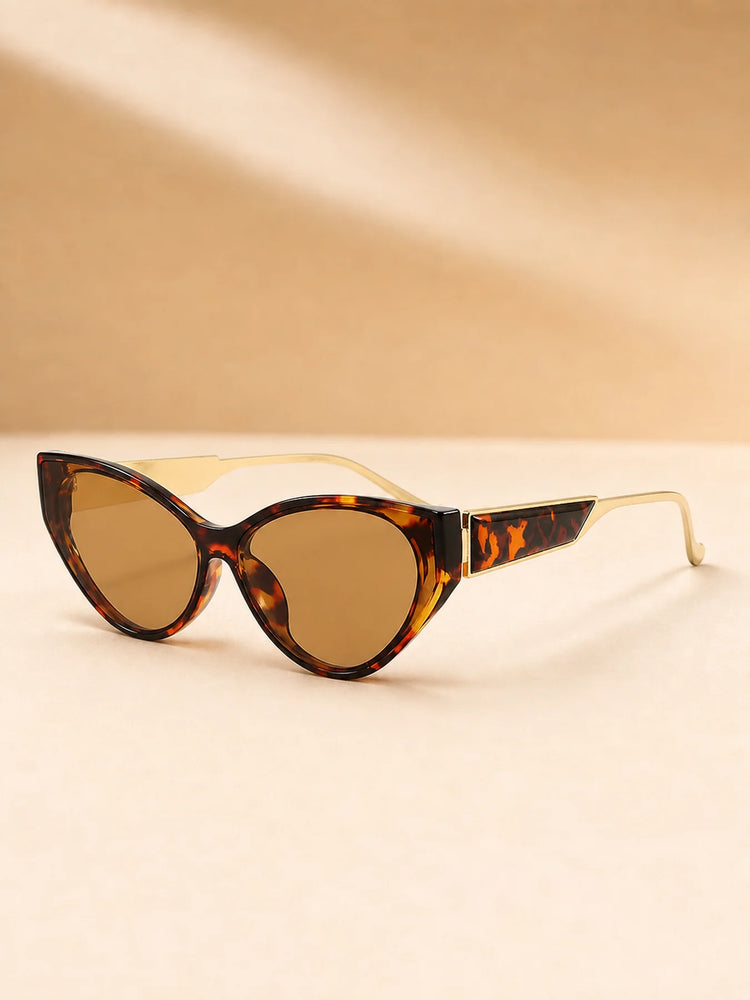 Light Luxury Narrow Frame Cat Eye Sunglasses With Contrasting Marble Texture Frame For Girls' Travel Street Photography Glasses