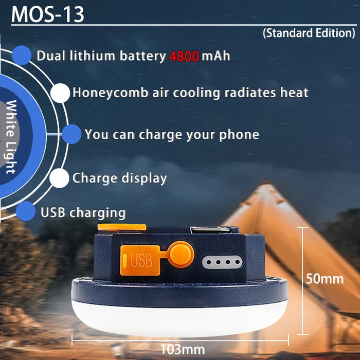 MOSLIGHTING Lámpara de tienda recargable, linterna portátil de emergencia, luz para mercado nocturno, bombilla para camping al aire libre, linterna LED para el hogar