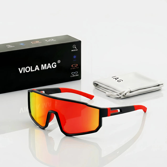 VIOLA MAG Gafas de Ciclismo a la Moda, Unisex, Montura Grande, Patillas de Goma Antideslizantes Adecuadas para Correr, Pescar, Senderismo y