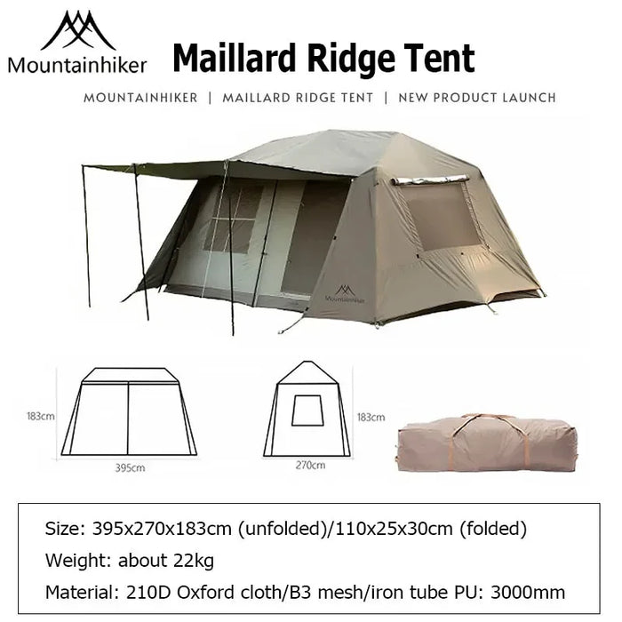 MOUNTAINHIKER One-button Tent Living Shell Shelter Ridge Tent Two Bedrooms and One Living Room Automatic Beach Outdoor Large