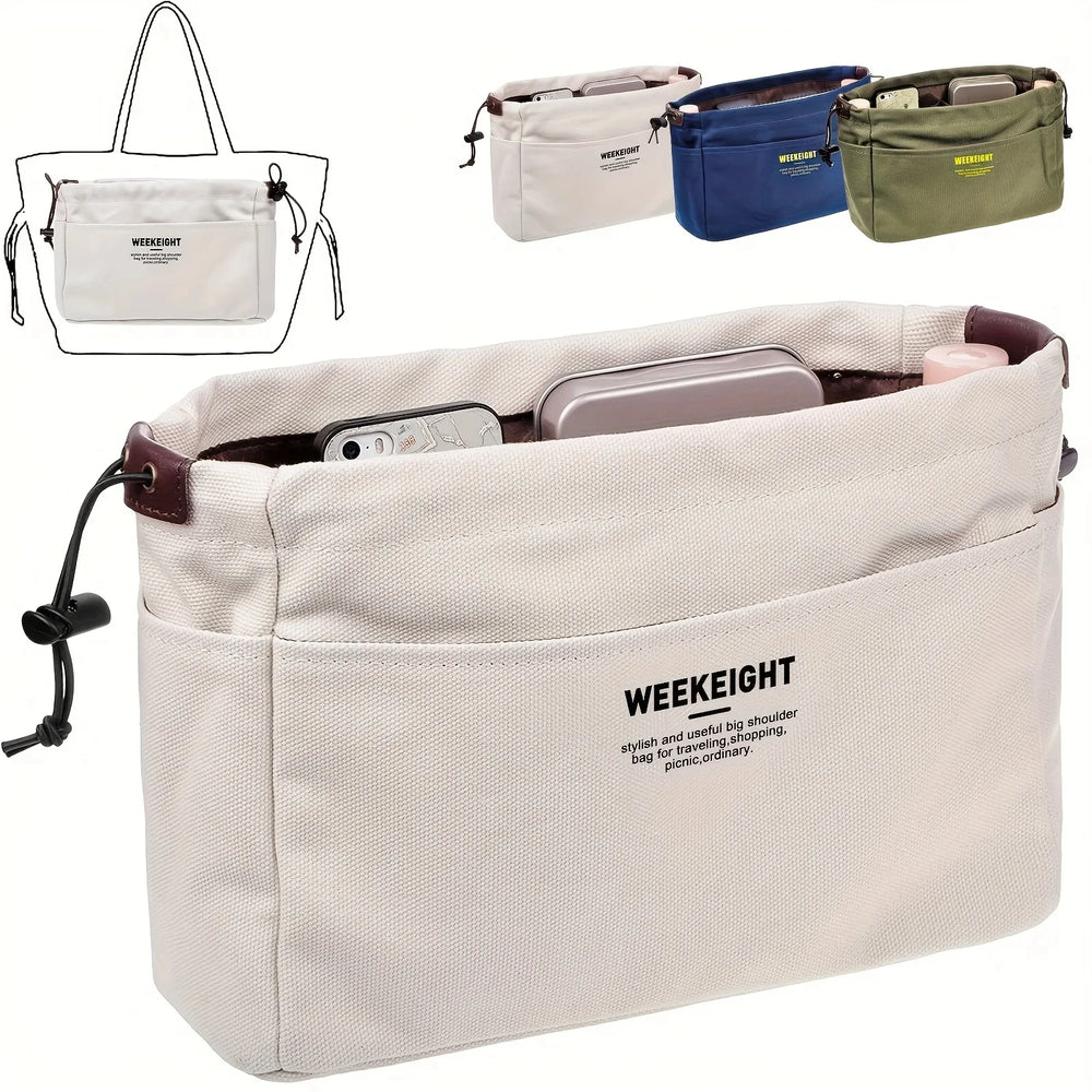 Sac de rangement en toile avec cordon de serrage, 1/2 pièces, organisateur multi-poches, léger, portable, pour voyage