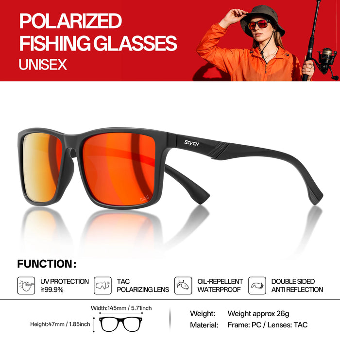 SCVCN Sea Fishing Beach Glasses Women Fishing Polarized Sunglasses Outdoor Sport Windproof Eyewear Cycling Road Bike UV400 Men