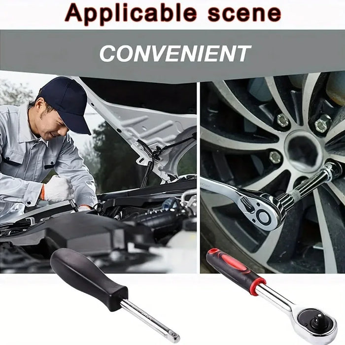 46 Piece 1 4 Inch Drive Socket Wrench Set Metric Hexagonal Socket Ratchet Wrench for Home and Auto Repair Hand Tool