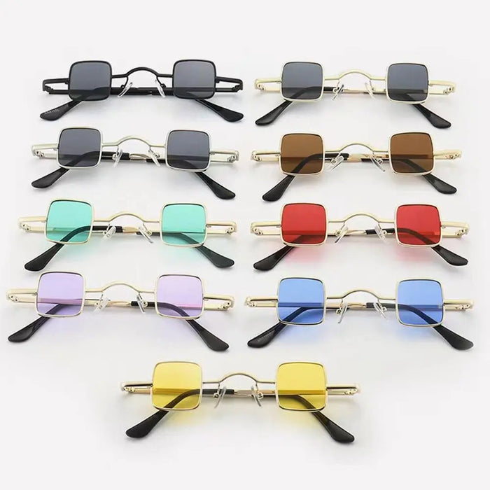 Fashion Small Square Sunglasses Ultra Light Metal Frame Hip Hop Punk Sun Glasses Candy Color Sunglasses Shades for Women Men