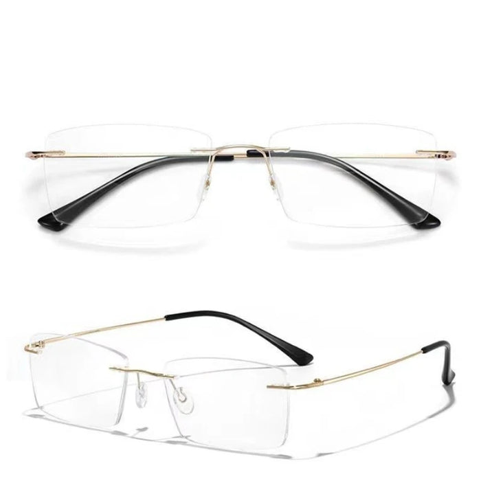 MODFANS Rimless Blue Light Blocking Glasses Men Presbyopia Glasses Reading Blue Light Refractive Correction Transparent Eyewear