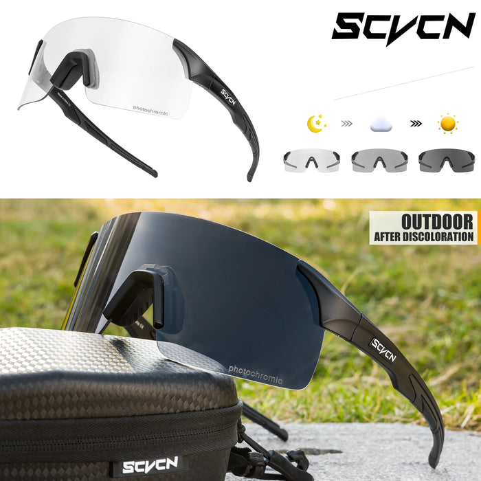 SCVCN New Photochromic Sunglasses Man MTB Climbing Glasses Outdoor Sports Bike Cycling Glasses Women Driving Bicycle Goggles