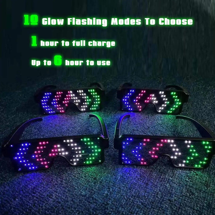 LED Glasses Light Up Dynamic Party Favor Glasses Festival Christmas USB Rechargeable LED Rave Glowing Flashing Glasses