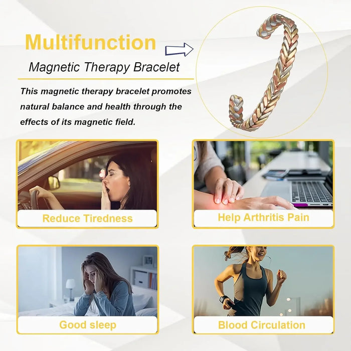ARADOO Pure Copper Bracelets for Women 3500 Gauss Magnetic Therapy Braided Cuff Bangle Jewelry Gift