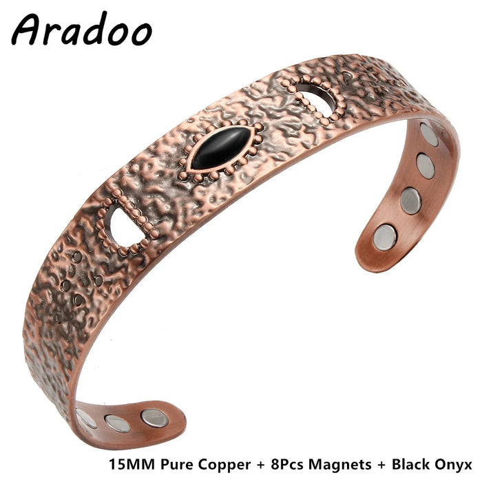 ARADOO Pure Copper Bracelets for Women 3500 Gauss Magnetic Therapy Braided Cuff Bangle Jewelry Gift