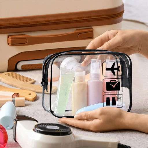 1 pochette transparente de toilette pour voyage approuvée TSA, bagage cabine de voyage, accessoires de voyage pour l'aviation conformes, sac format quart pour femme et h