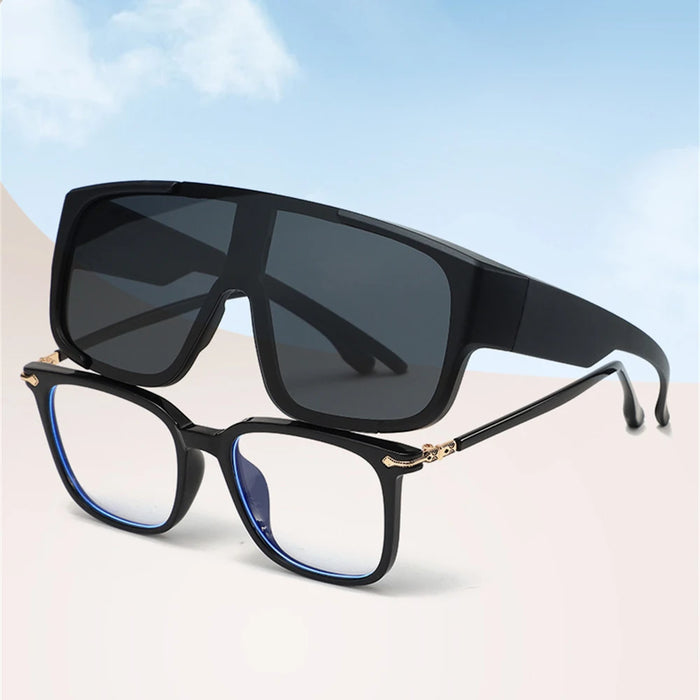 VIVIBEE Grandes lunettes polarisées à porter par-dessus des lunettes de soleil photochromiques pour hommes, conduite, UV400, pêche, extérieur, femmes, verres miroirs foncés