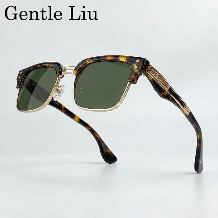 Retro Photochromic Classic Square Punk Sunglasses Men Metal Frame Driving Sun Glasses Male Vintage Luxury Brand Eyewear Shades