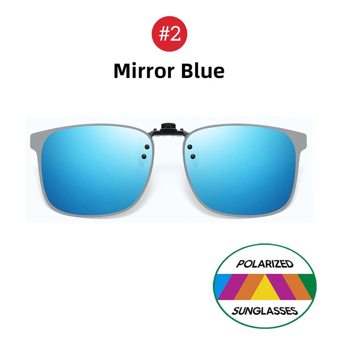 VIVIBEE Gafas de sol polarizadas con clip sin montura, abatibles, antirreflejo, para conducir de noche, cuadradas, UV, para gafas graduadas