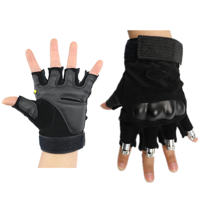 2 in 1 Multi-Line Green Laser Gloves LED Lazer Mitten Ray Gloves Rave LED Flash Finger Palm Light Dress Up LED Robot Suit
