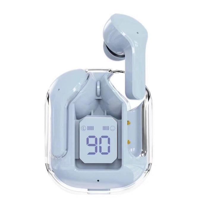 Nouveau mini casque Bluetooth sans fil transparent avec affichage numérique, réduction de bruit ENC et véritable technologie sans fil pour le sport et la musique.