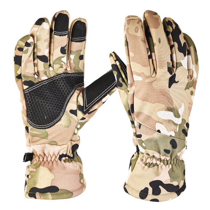 Guantes de esquí tácticos de camuflaje antideslizantes para deportes al aire libre que mantienen el calor