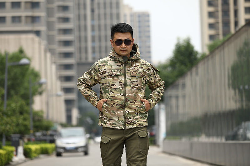 Veste imperméable camouflage pour sports d'hiver et activités de plein air, pull polaire