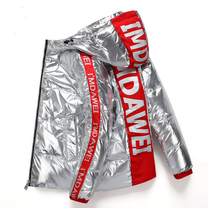 Doudoune brillante pour homme, nouvelle doudoune épaisse et ample à capuche