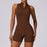 Fitness Yoga Jumpsuit With Zipper Summer Backless Shorts Jumpsuit Bodysuit For Women Clothing