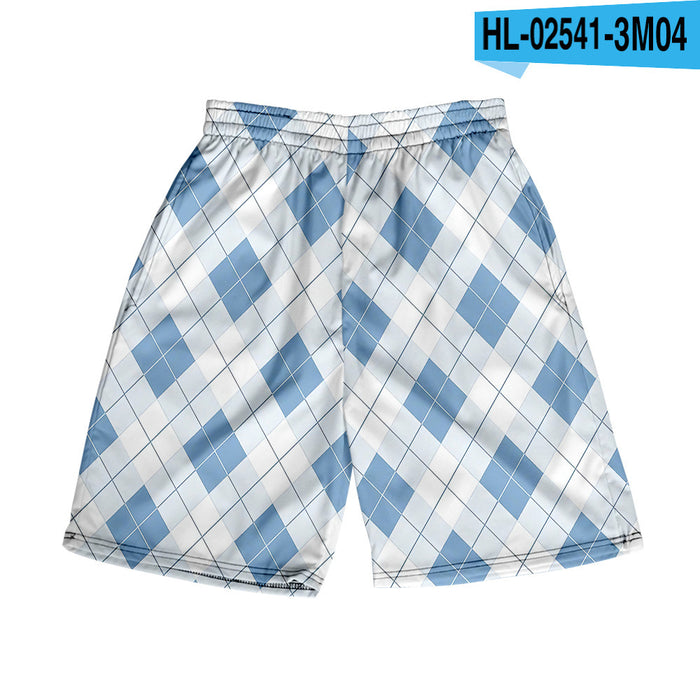 Men's Plaid Shorts Casual Beach Pants